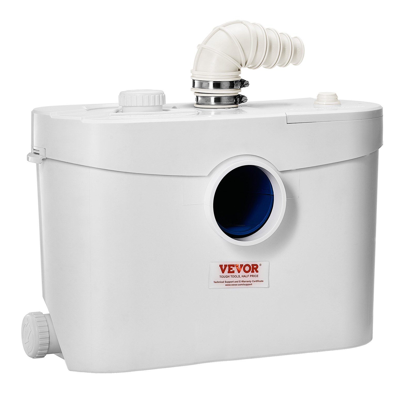 VEVOR Macerator Pump, 900W, 180 L/min(48 GPM) Flow, 40 ft/12 m Head, Macerator Sewerage Toilet Pump with 4 Water Inlets, Waste Water Disposal Upflush Machine for Toilet, Basement, Shower, Sink, Laundry, Bathtub