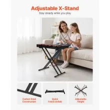VEVOR Glockenspiel Xylophone, 32 Notes, Wooden Professional Xylophone Percussion Instrument, with Height Adjustable Stand, 4 Mallets, Carrying Bag, Beginner Musical Instrument Kit for Adults and Kids