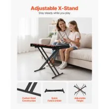VEVOR Glockenspiel Xylophone, 37 Notes, Wooden Professional Xylophone Percussion Instrument, with Height Adjustable Stand, 4 Mallets, Carrying Bag, Beginner Musical Instrument Kit for Adults and Kids