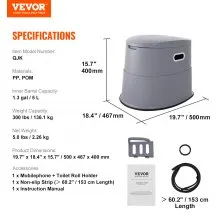 VEVOR Portable Camping Toilet Inner Bucket with Lid Phone Shelf and Paper Holder