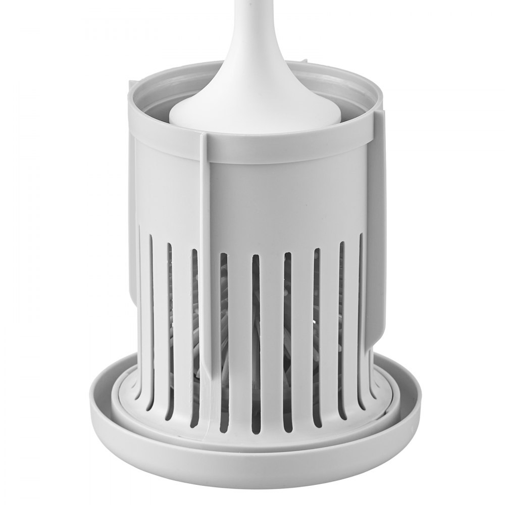 VEVOR Toilet Brush and Holder Set, Toilet Bowl Brush and Holder with Comfortable PP Handle, Compact Bathroom Scrubber Cleaner, Deep Cleaning and Drip-Proof, for Bathroom, RV & Toilets (White & Grey)