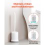 Toilet Brush and Holder Set with PP Handle for Bathroom Deep Cleaning