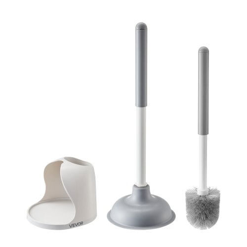 Toilet Brush and Plunger Set with PP Handle for Bathroom Deep Cleaning