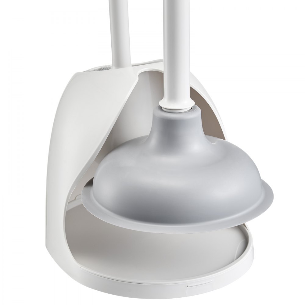 VEVOR - Juego de escobilla y desatascador para inodoro, 2 en 1, con soporte ventilado, limpieza profunda de 360° y antigoteo, para baño, caravana e inodoro (blanco y gris)