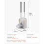 VEVOR - Juego de escobilla y desatascador para inodoro, 2 en 1, con soporte ventilado, limpieza profunda de 360° y antigoteo, para baño, caravana e inodoro (blanco y gris)