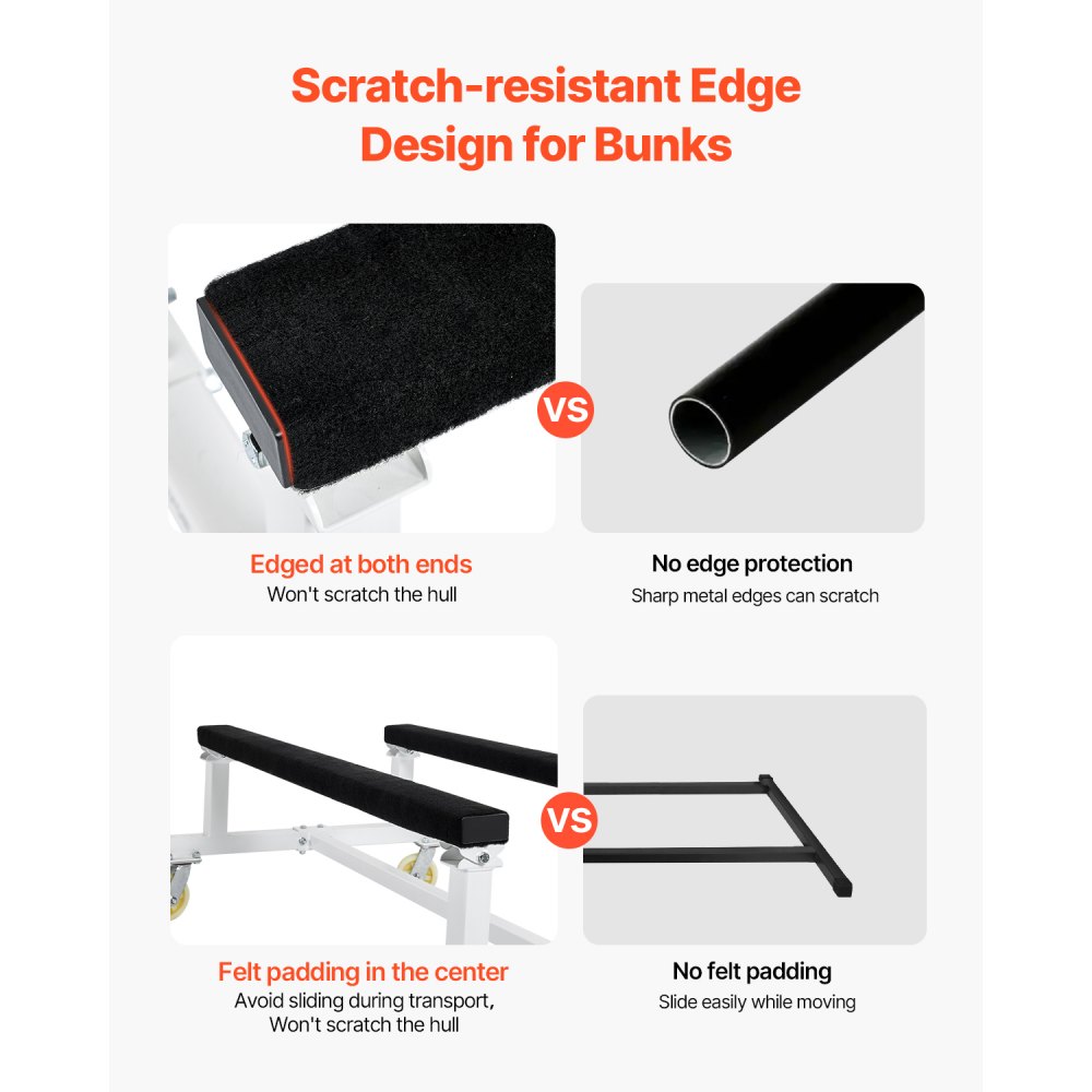 VEVOR Watercraft PWC Dolly, 1800 lbs Load Capacity, Jet Ski Stand PWC Cart for Moving Watercraft, Fixed Bunk with 4 Casters & 2 Brakes, Heavy-Duty Jet Ski Cart for Kayaks, Hovercrafts, Speedboats