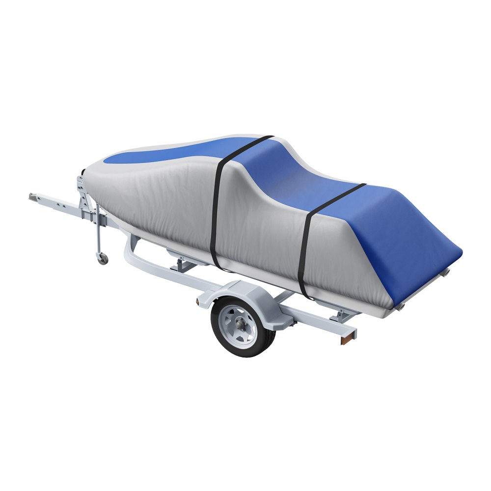 VEVOR Jet Ski Cover, 3200-3420 mm Trailerable Waterproof PWC Cover, Heavy-duty 600D Marine Grade PU Oxford Fabric, UV Resistant Seadoo Cover with Buckle Straps, Personal Watercraft Covers, Grey+Blue