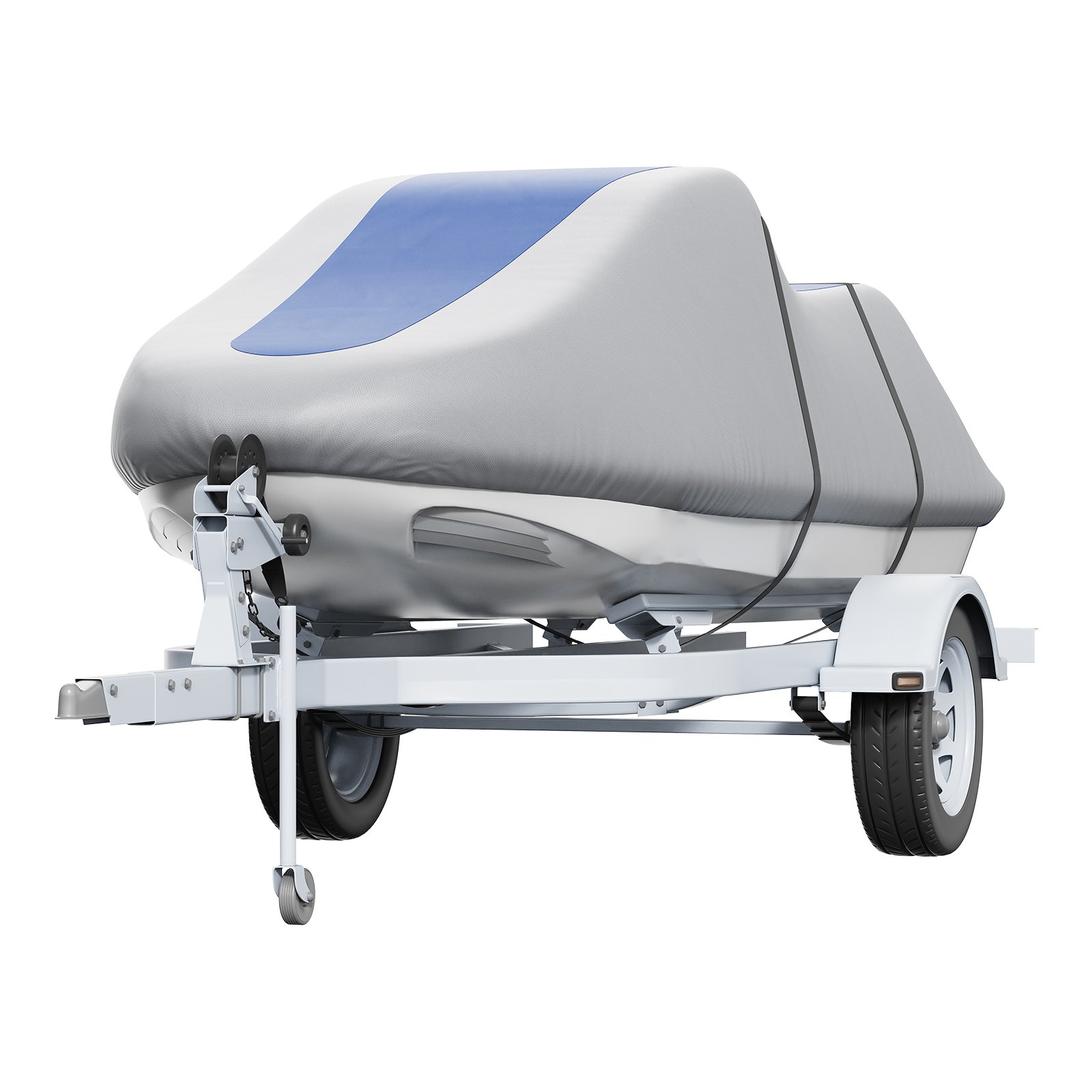 VEVOR Jet Ski Cover, 3200-3420 mm Trailerable Waterproof PWC Cover, Heavy-duty 600D Marine Grade PU Oxford Fabric, UV Resistant Seadoo Cover with Buckle Straps, Personal Watercraft Covers, Grey+Blue