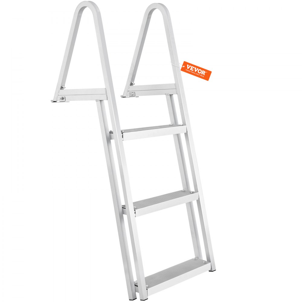 VEVOR dock ladder with four non-slip steps and sturdy metal frame for marine docking.