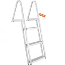 VEVOR Dock Ladder, Removable 3 Steps, 350 lbs Load Capacity, Aluminum Alloy Pontoon Boat Ladder with 4'' Wide Step & Nonslip Rubber Mat, Easy to Install for Ship/Lake/Pool/Marine Boarding