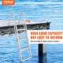 VEVOR dock ladder with 4 steps attached to a wooden dock over calm blue water, promoting high load capacity