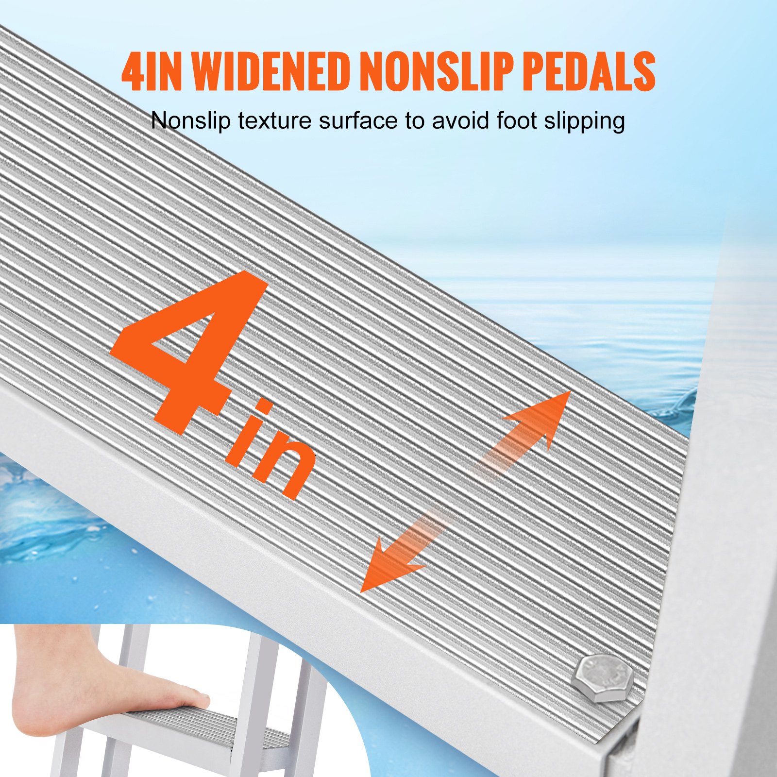 Scara de andocare din aluminiu VEVOR Scara de doc pentru barci detasabila in 4 trepte cu o sarcina de 350 lbs