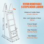 VEVOR Dock Ladder, Removable 5 Steps, 350 lbs Load Capacity, Aluminum Alloy Pontoon Boat Ladder with 4'' Wide Step & Nonslip Rubber Mat, Easy to Install for Ship/Lake/Pool/Marine Boarding