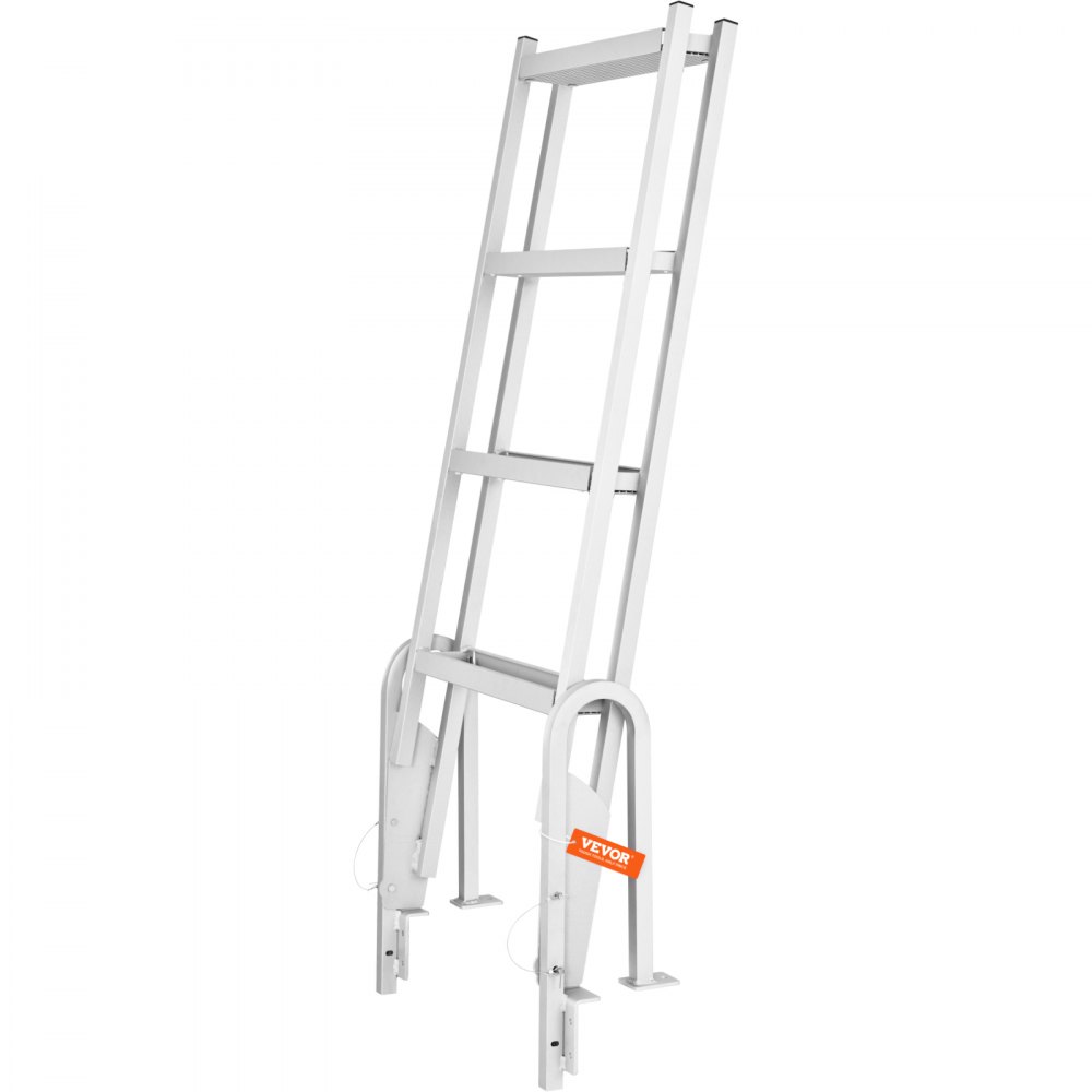 VEVOR Dock Ladder Flip Up 4 Steps, 159 kg Load Capacity, Aluminum Pontoon Boat Ladder with 4" Wide Step & Nonslip Mat,Swimm Step Ladder for Ship/Lake/Pool/Marine Boarding