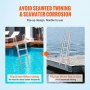 VEVOR dock ladder with flip-up design by poolside and on dock to prevent seaweed twining and corrosion.