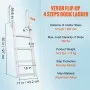 VEVOR Dock Ladder Flip Up 4 Steps, 159 kg Load Capacity, Aluminum Pontoon Boat Ladder with 4" Wide Step & Nonslip Mat,Swimm Step Ladder for Ship/Lake/Pool/Marine Boarding