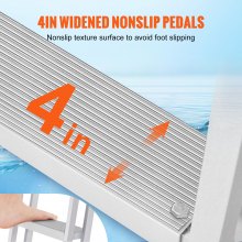 VEVOR Dock Ladder Flip Up 4 Steps, 350lbs Load Capacity, Aluminum Pontoon Boat Ladder with 4" Wide Step & Nonslip Rubber Mat,Swimm Step Ladder for Ship/Lake/Pool/Marine Boarding