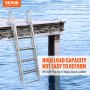 VEVOR Dock Ladder Flip Up 5 Steps, 350lbs Load Capacity, Aluminum Pontoon Boat Ladder with 4" Wide Step & Nonslip Rubber Mat,Swimm Step Ladder for Ship/Lake/Pool/Marine Boarding