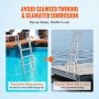 VEVOR Dock Ladder, Flip-Up 5 Steps, 350 lbs Load Capacity, Aluminum Alloy Pontoon Boat Ladder with 4'' Wide Step & Nonslip Rubber Mat, Easy to Install for Ship/Lake/Pool/Marine Boarding