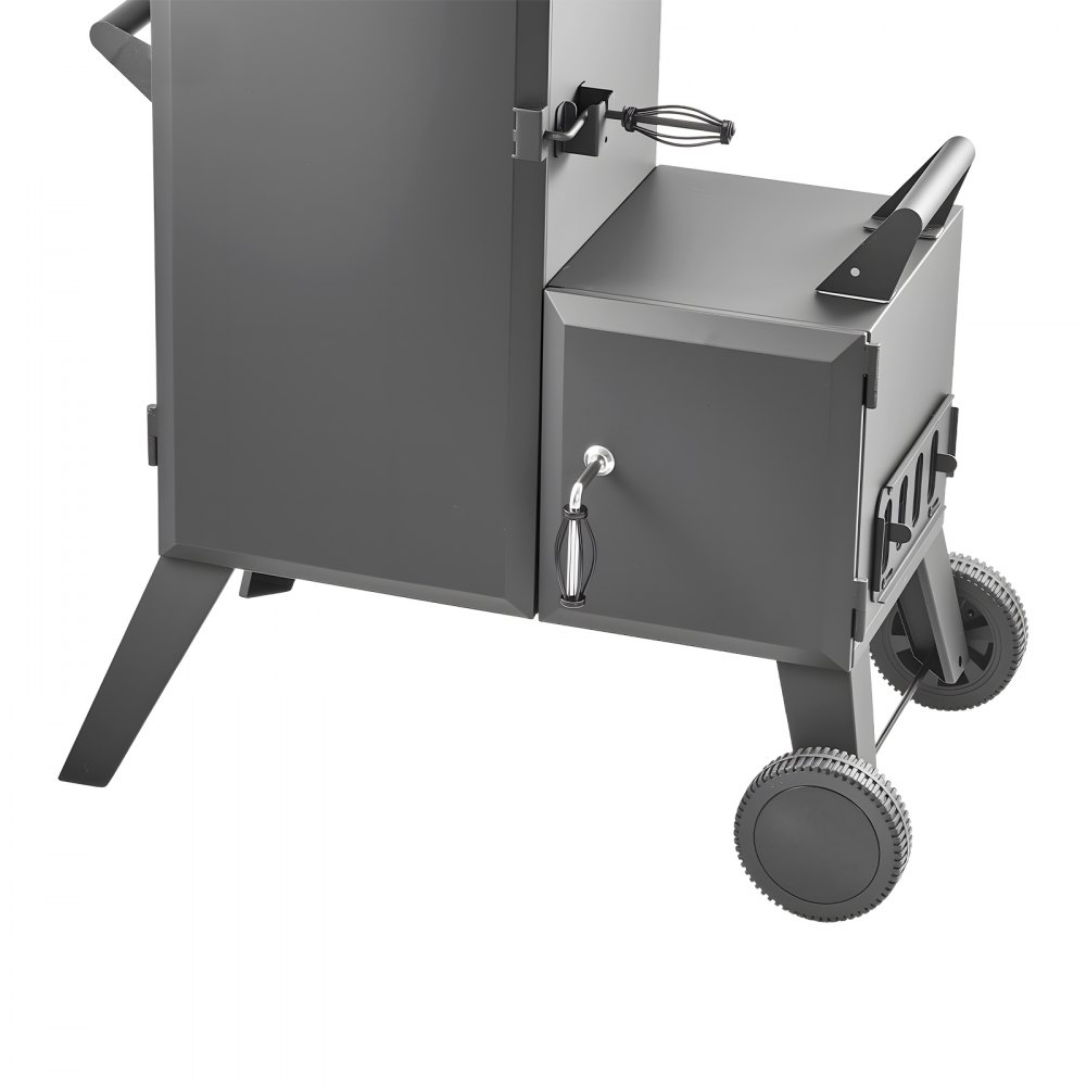VEVOR Charcoal Offset Smoker, Heavy-Duty Steel BBQ Offset Smoker with Side Firebox, Movable Outdoor Barbecue Smokers with 6 Adjustable Grates, Thermometer & Air Vents for Backyard Patio Party Cooking