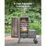 VEVOR Charcoal Offset Smoker, Heavy-Duty Steel BBQ Offset Smoker with Side Firebox, Movable Outdoor Barbecue Smokers with 6 Adjustable Grates, Thermometer & Air Vents for Backyard Patio Party Cooking