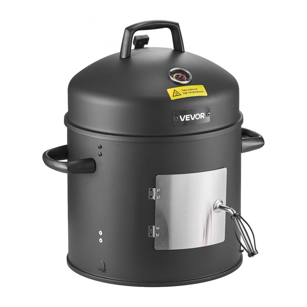 VEVOR Charcoal Smoker, 16" Vertical Charcoal BBQ Grill, Coated Steel Barbecue Smoker with 2 Grilling Grates, Thermometer, Air Vents & Removable Ash Tray, Ideal for Backyard Patio Parties Cooking