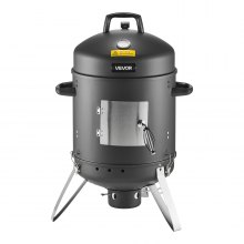 VEVOR Charcoal Smoker, 16" Vertical Charcoal BBQ Grill, Coated Steel Barbecue Smoker with 2 Grilling Grates, Thermometer, Air Vents & Removable Ash Tray, Ideal for Backyard Patio Parties Cooking