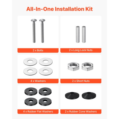 Uxcell 2-Pack Toilet Seat Screws – Stainless Steel Bolts With Plastic Nuts & Metal Washers – Universal Fit For Most Standard Toilets