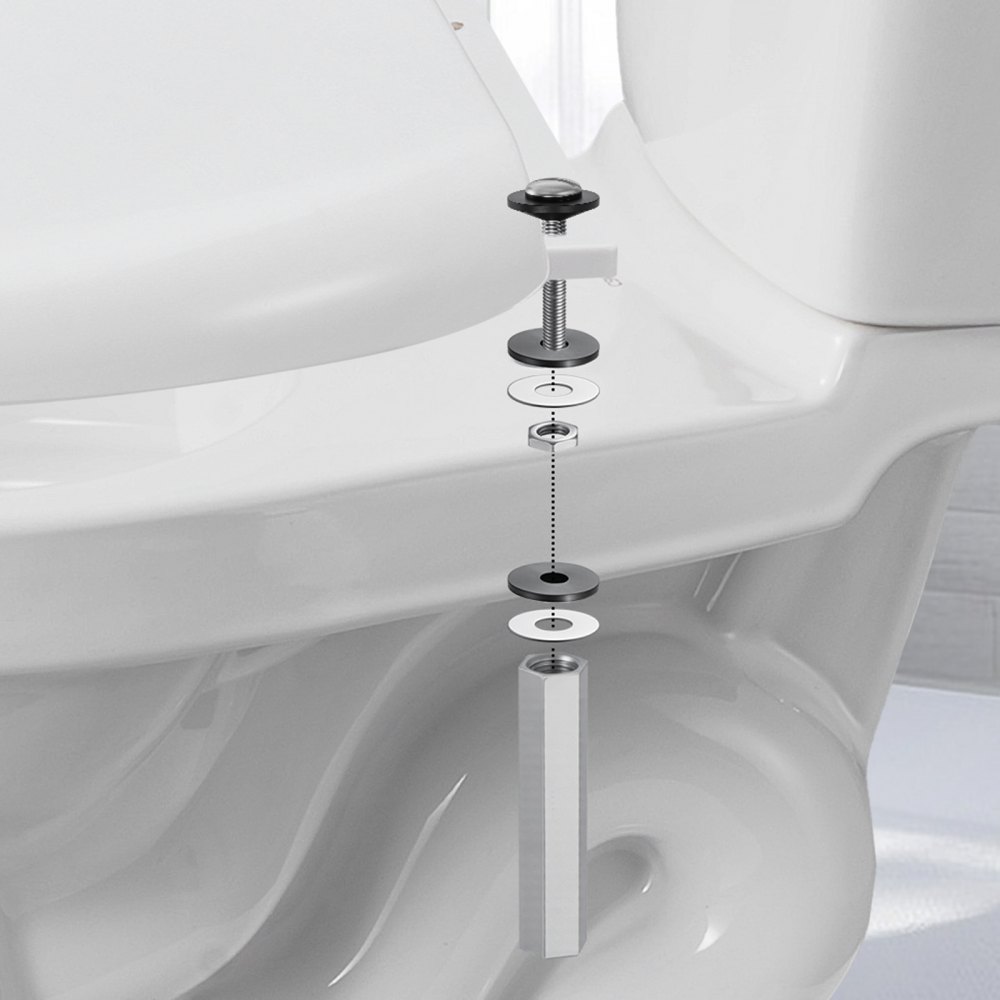 VEVOR Universal Toilet Seat Bolts Kit, 2PCS Metal Heavy Duty Toilet Tank Bolts, Stainless Steel Toilet Seat Screws Replacement Kit with Long Downlock Nuts, Rubber Washers Gaskets, Toilet Repair Screw
