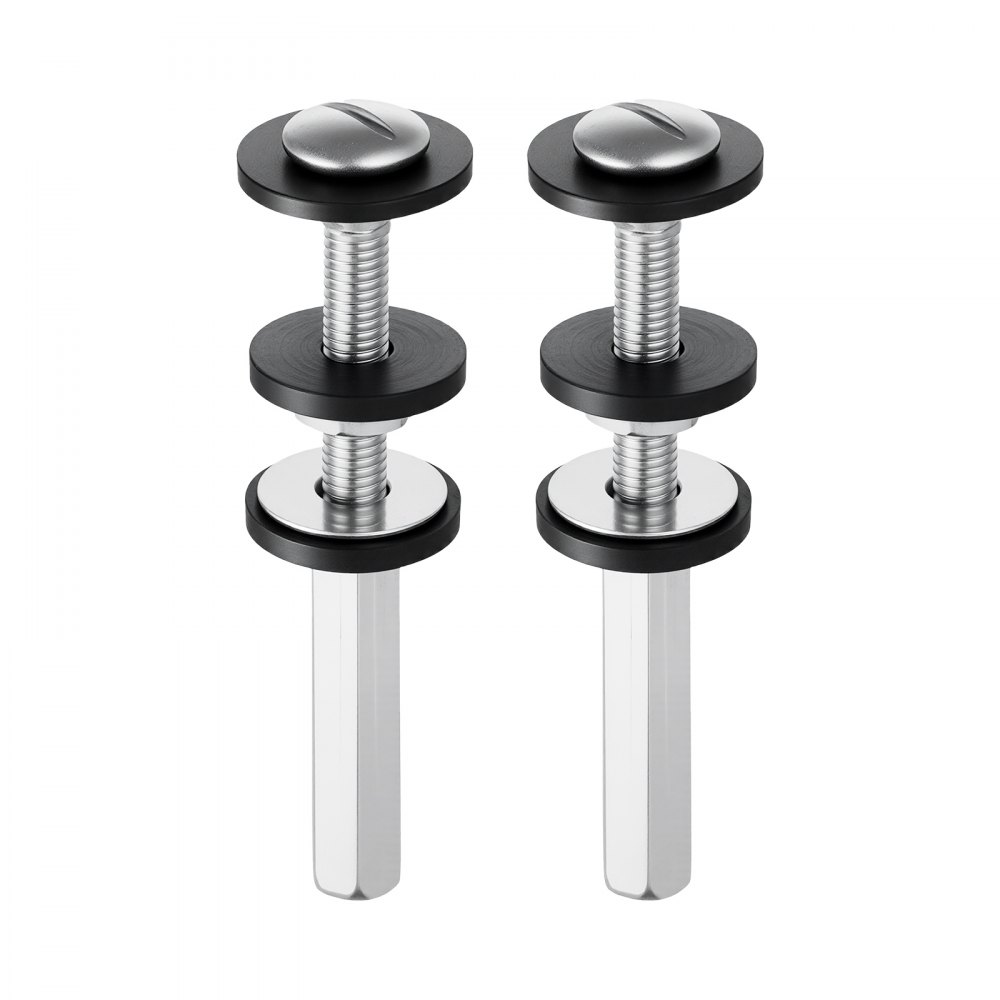 VEVOR Universal Toilet Seat Bolts Kit, 2PCS Metal Heavy Duty Toilet Tank Bolts, Stainless Steel Toilet Seat Screws Replacement Kit with Long Downlock Nuts, Rubber Washers Gaskets, Toilet Repair Screw