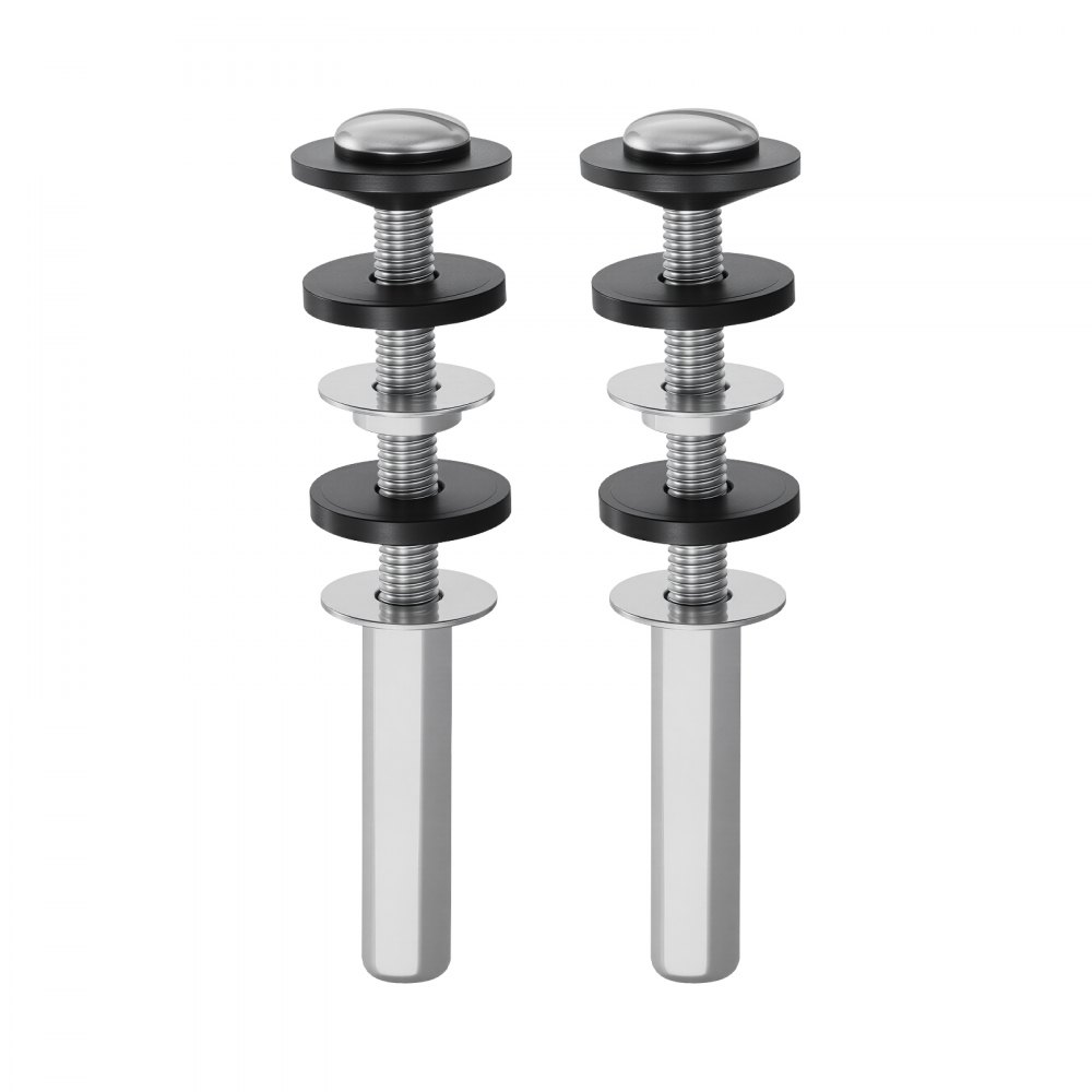 VEVOR Universal Toilet Seat Bolts Kit, 2PCS Metal Heavy Duty Toilet Tank Bolts, Stainless Steel Toilet Seat Screws Replacement Kit with Long Downlock Nuts, Rubber Washers Gaskets, Toilet Repair Screw