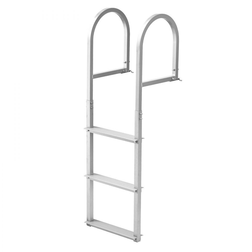 VEVOR Dock Ladder, Removable 3 Steps, 227 kg Load Capacity, Aluminum Alloy Pontoon Boat Ladder with 7.9 cm Wide Step & Nonslip Rubber Mat, Easy to Install for Ship/Lake/Pool/Marine Boarding