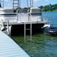 VEVOR Dock Ladder, Removable 3 Steps, 227 kg Load Capacity, Aluminum Alloy Pontoon Boat Ladder with 7.9 cm Wide Step & Nonslip Rubber Mat, Easy to Install for Ship/Lake/Pool/Marine Boarding