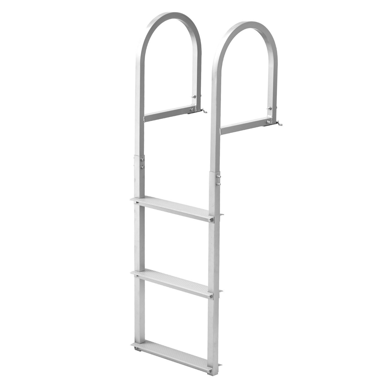 VEVOR Dock Ladder, Removable 3 Steps, 227 kg Load Capacity, Aluminum Alloy Pontoon Boat Ladder with 7.9 cm Wide Step & Nonslip Rubber Mat, Easy to Install for Ship/Lake/Pool/Marine Boarding