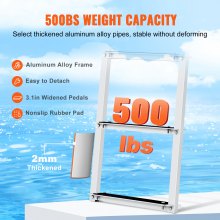 VEVOR Dock Ladder, Removable 5 Steps, 227 kgs Load Capacity, Aluminum Alloy Pontoon Boat Ladder with 3.1'' Wide Step & Nonslip Rubber Mat, Easy to Install for Ship/Lake/Pool/Marine Boarding