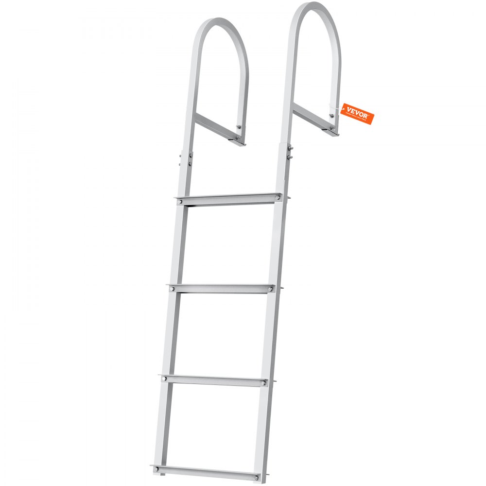 VEVOR dock ladder with 5 black non-slip steps and white handrails.