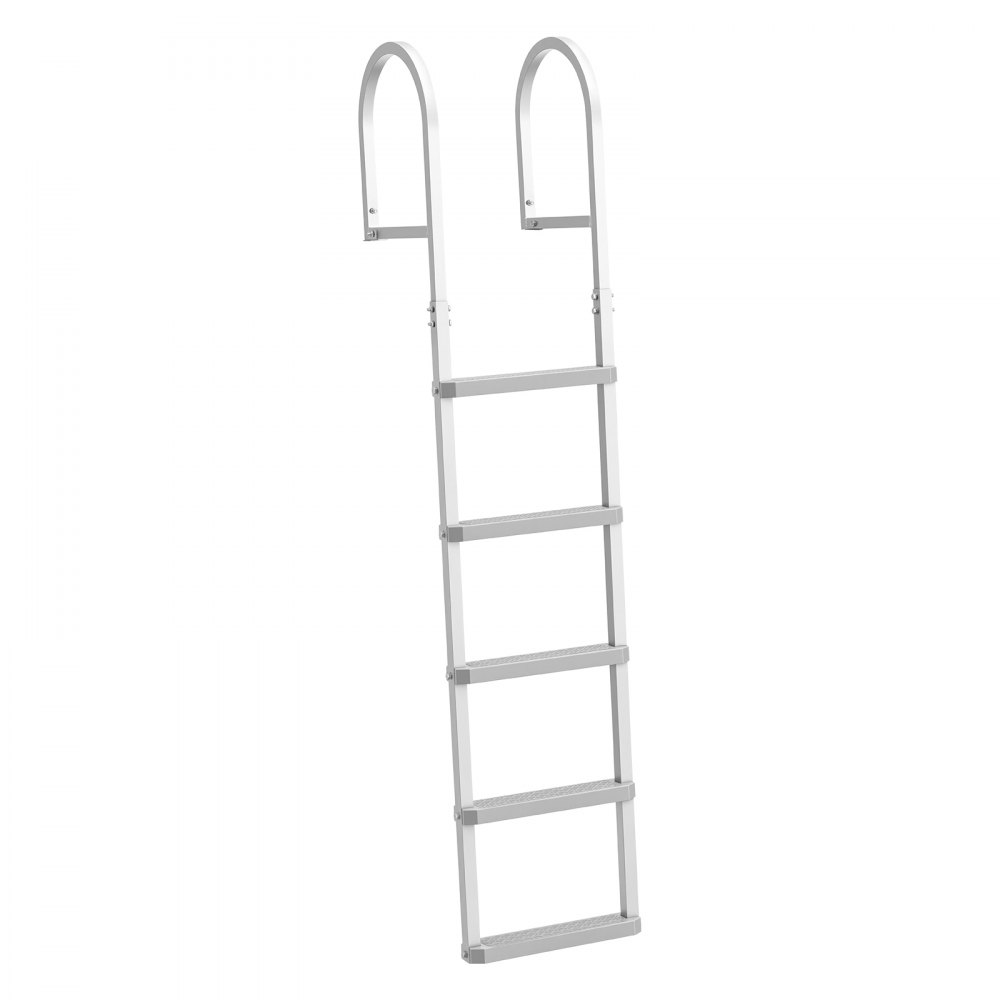 VEVOR Removable Dock Ladder, 5 Steps, Aluminum Alloy Pontoon Boat Swim Ladder, with Non-Slip Wide PP Steps, 227 kg Weight Capacity, Quick Release Design, for Lake Swimming, Pool, Marine Boarding