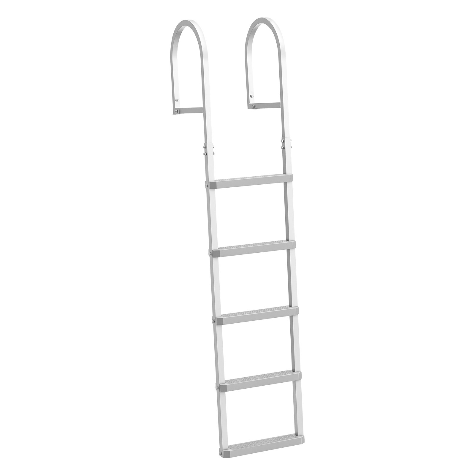 VEVOR Removable Dock Ladder, 5 Steps, Aluminum Alloy Pontoon Boat Swim Ladder, with Non-Slip Wide PP Steps, 227 kg Weight Capacity, Quick Release Design, for Lake Swimming, Pool, Marine Boarding