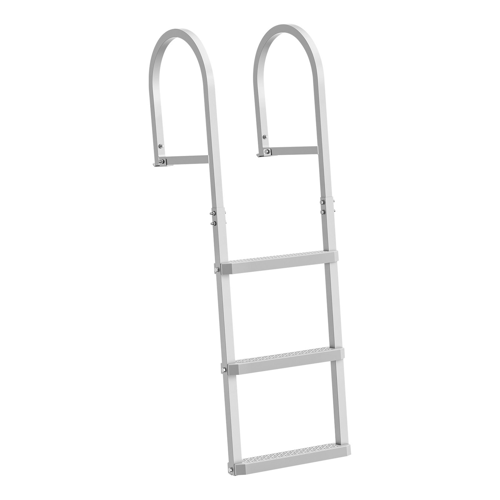 VEVOR Removable Dock Ladder, 3 Steps, Aluminum Alloy Pontoon Boat Swim Ladder, with Non-Slip Wide PP Steps, 227 kg Weight Capacity, Quick Release Design, for Lake Swimming, Pool, Marine Boarding