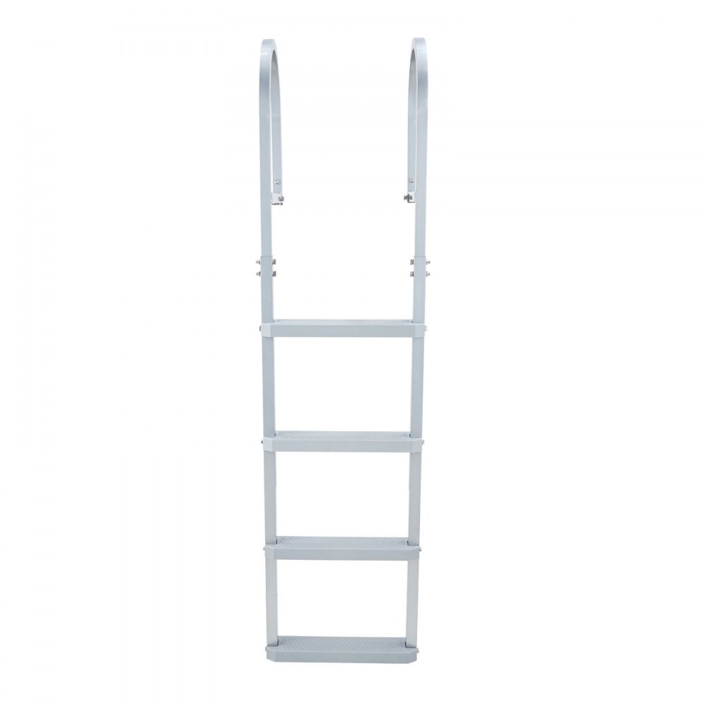 VEVOR Removable Dock Ladder, 4 Steps, Aluminum Alloy Pontoon Boat Swim Ladder, with Non-Slip Wide PP Steps, 227 kg Weight Capacity, Quick Release Design, for Lake Swimming, Pool, Marine Boarding