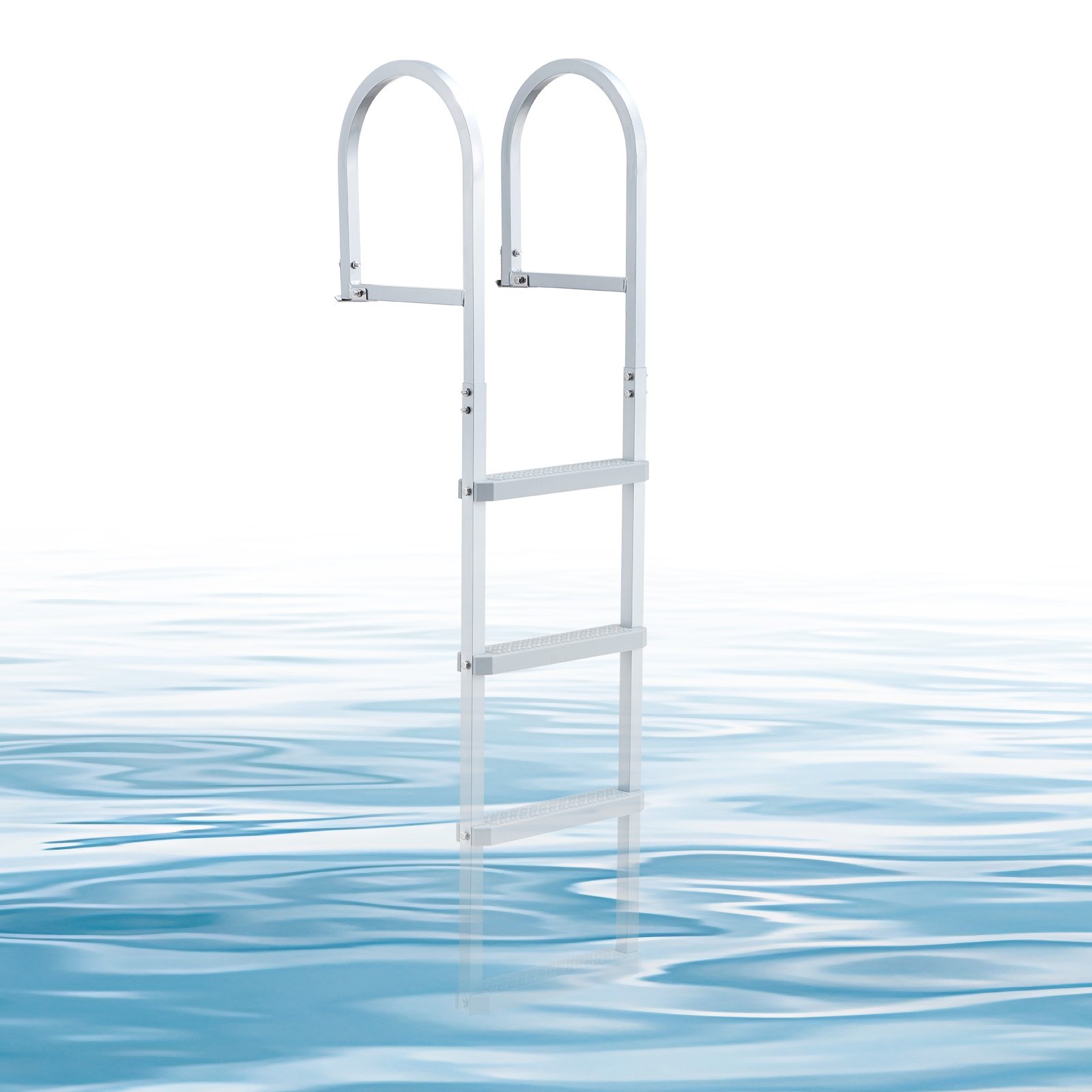 VEVOR Removable Dock Ladder, 4 Steps, Aluminum Alloy Pontoon Boat Swim Ladder, with Non-Slip Wide PP Steps, 227 kg Weight Capacity, Quick Release Design, for Lake Swimming, Pool, Marine Boarding