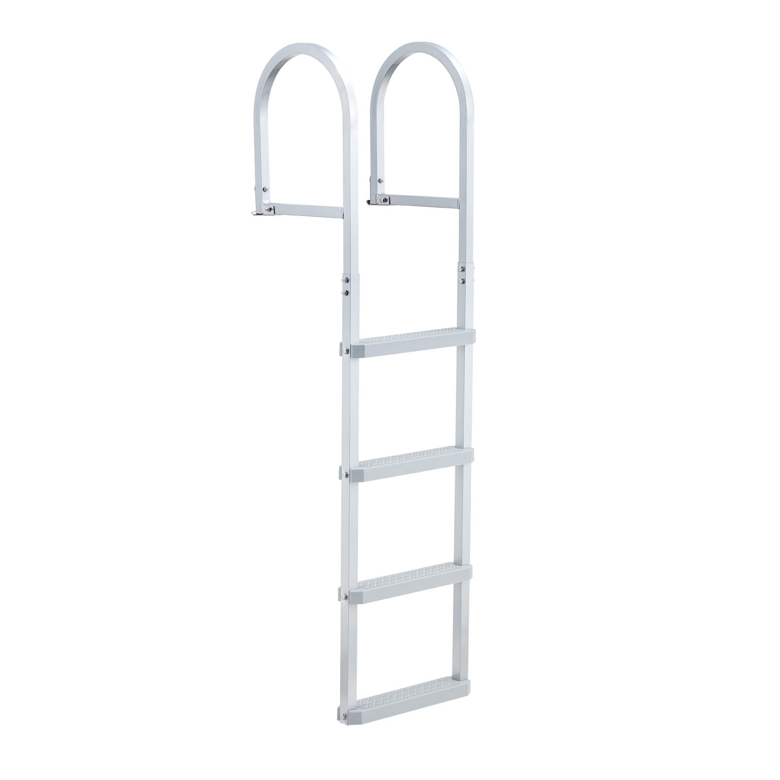 VEVOR Removable Dock Ladder, 4 Steps, Aluminum Alloy Pontoon Boat Swim Ladder, with Non-Slip Wide PP Steps, 227 kg Weight Capacity, Quick Release Design, for Lake Swimming, Pool, Marine Boarding