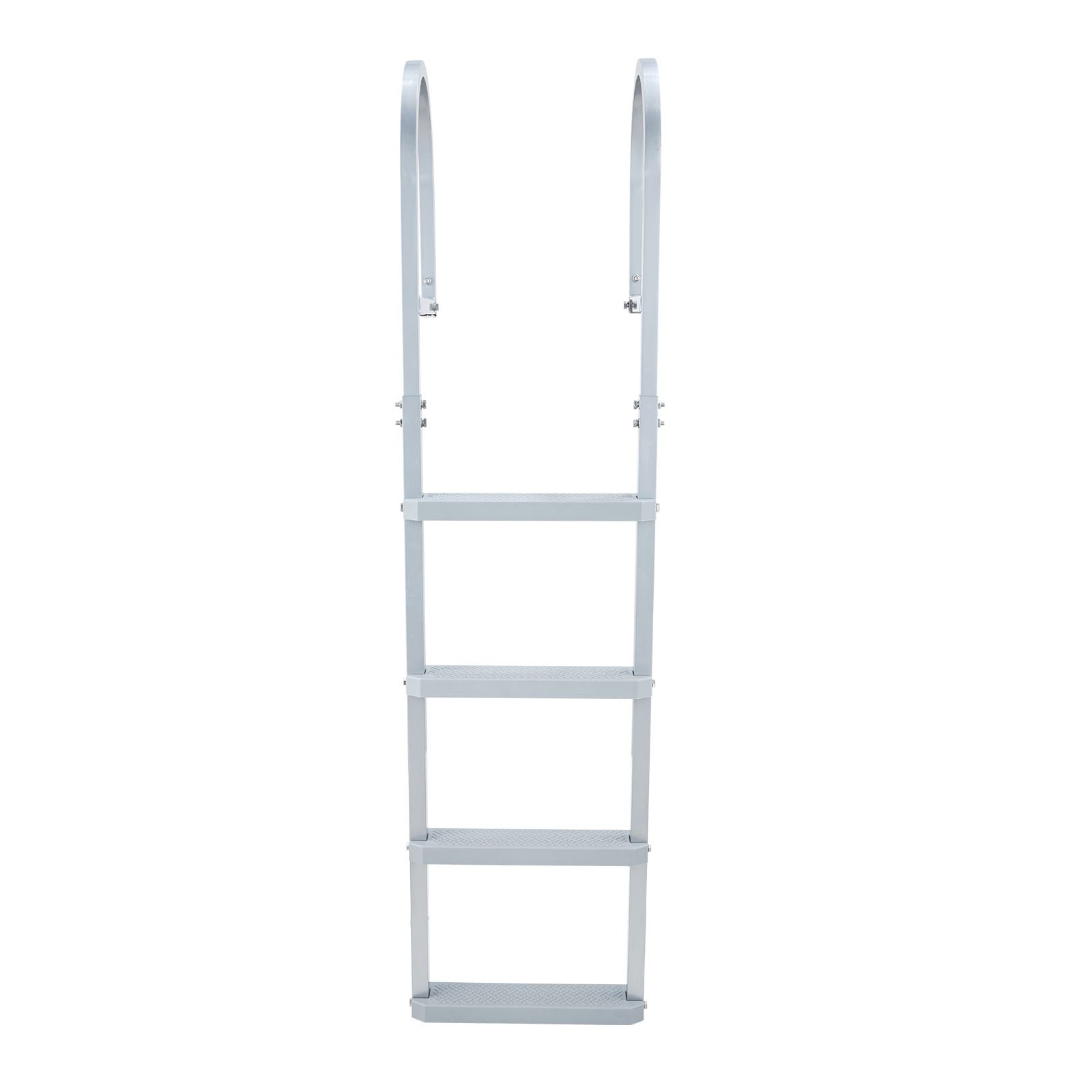 VEVOR Removable Dock Ladder, 4 Steps, Aluminum Alloy Pontoon Boat Swim Ladder, with Non-Slip Wide PP Steps, 227 kg Weight Capacity, Quick Release Design, for Lake Swimming, Pool, Marine Boarding