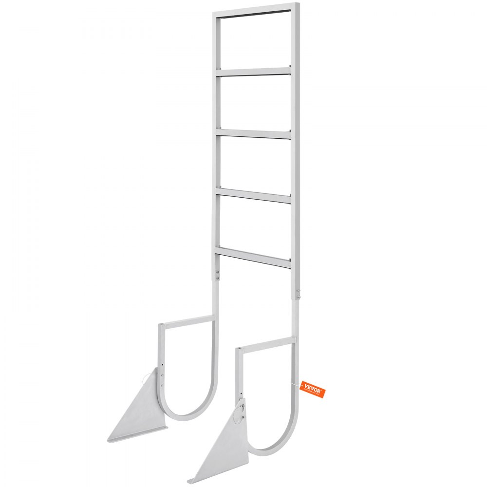 VEVOR Dock Ladder, Flip-Up 5 Steps, 350 lbs Load Capacity, Aluminum Alloy Pontoon Boat Ladder with 2'' Wide Step & Nonslip Rubber Mat, Easy to Install for Ship/Lake/Pool/Marine Boarding