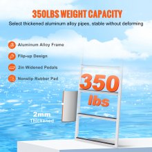 VEVOR Dock Ladder, Flip-Up 5 Steps, 350 lbs Load Capacity, Aluminum Alloy Pontoon Boat Ladder with 2'' Wide Step & Nonslip Rubber Mat, Easy to Install for Ship/Lake/Pool/Marine Boarding