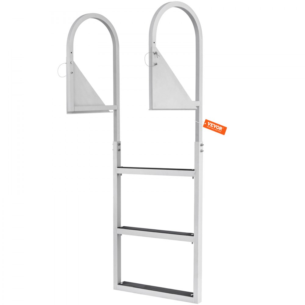 VEVOR Dock-stige, vippebar 3 trin, 350 lbs lastekapacitet, pontonbådstige i aluminiumslegering med 2'' bredt trin og skridsikker gummimåtte, nem at installere til skib/sø/pool/marinebord
