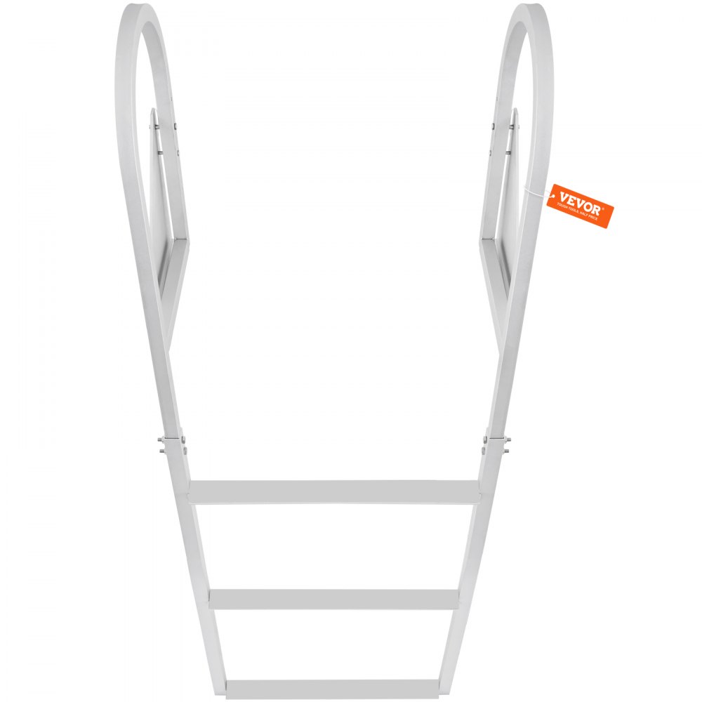 VEVOR Dock Ladder, Flip-Up 3 Steps, 159 kg Load Capacity, Aluminum Alloy Pontoon Boat Ladder with 50.8 mm Wide Step & Nonslip Rubber Mat, Easy to Install for Ship/Lake/Pool/Marine Boarding