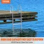VEVOR Dock Ladder, Flip-Up 3 Steps, 159 kg Load Capacity, Aluminum Alloy Pontoon Boat Ladder with 50.8 mm Wide Step & Nonslip Rubber Mat, Easy to Install for Ship/Lake/Pool/Marine Boarding