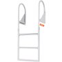 VEVOR Dock Ladder, Flip-Up 3 Steps, 159 kg Load Capacity, Aluminum Alloy Pontoon Boat Ladder with 50.8 mm Wide Step & Nonslip Rubber Mat, Easy to Install for Ship/Lake/Pool/Marine Boarding