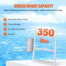 VEVOR Dock Ladder, Flip-Up 3 Steps, 350 lbs Load Capacity, Aluminum Alloy Pontoon Boat Ladder with 2'' Wide Step & Nonslip Rubber Mat, Easy to Install for Ship/Lake/Pool/Marine Boarding